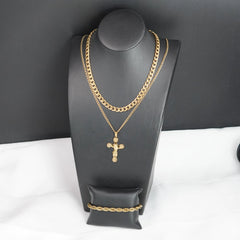 Collar Sagrado Corazón de Jesús con baño en oro de 18K +( Regalo cadena + pulsera ) 3x1