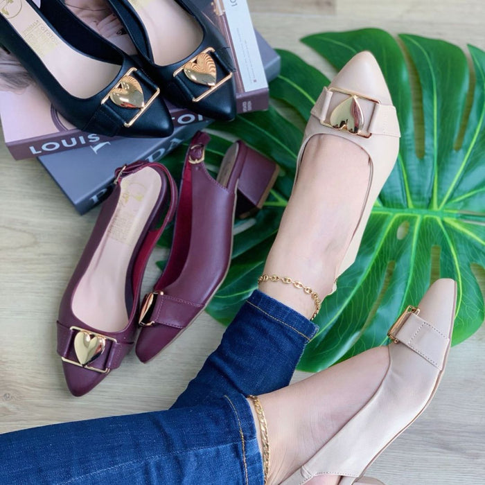 Baleta Ortopédica en Cuero con Tacón Bajo