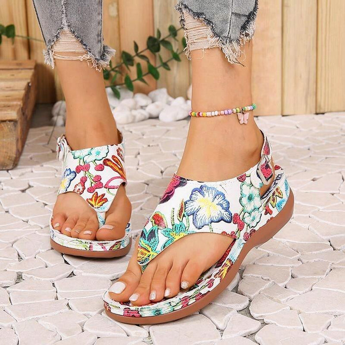 Sandalia Floral Tendencia en Cuero