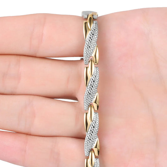 Pulsera Biomagnetica terapéutica de Acero de Titanio Plateada (2X1)
