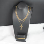 Collar Sagrado Corazón de Jesús  con baño en oro de 18K +( Regalo cadena + pulsera ) 3x1