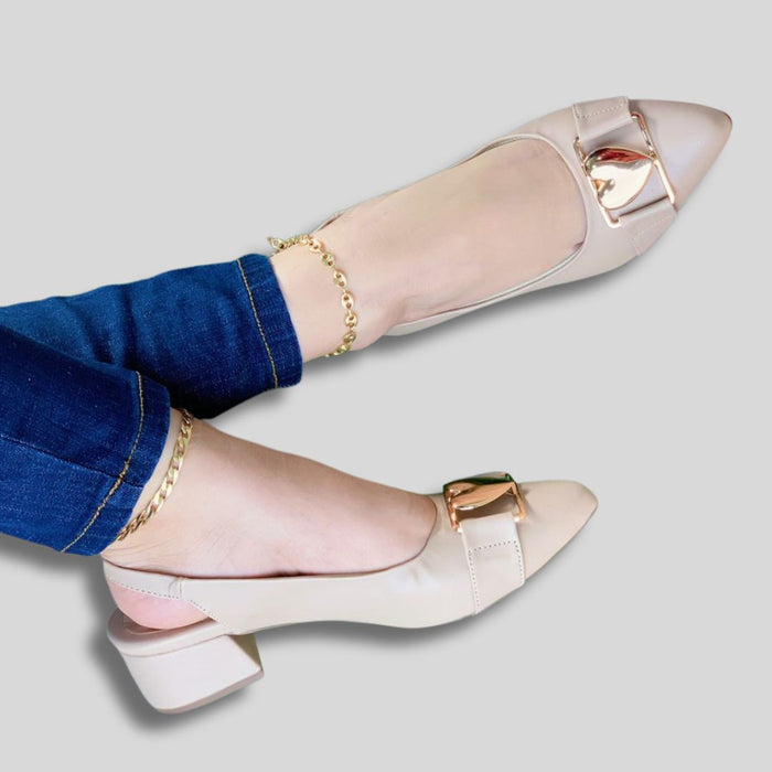 Baleta Ortopédica en Cuero con Tacón Bajo