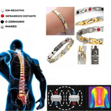 Pulsera Biomagnetica terapéutica de Acero de Titanio Plateada / Bañada en Oro de 18K (2X1)