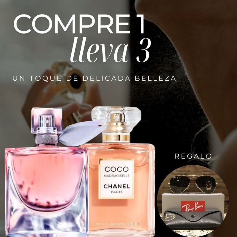 PROMOCIÓN - COMPRA 1  LLEVA 3 - Perfumes de Mujer Importados | LA VIDA ES BELLA 75 ML  |COCO MADEMOISELLE 100ML | GAFAS RAYBAN