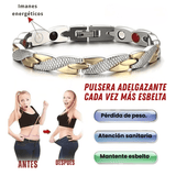Pulsera Biomagnetica terapéutica de Acero de Titanio Plateada / Bañada en Oro de 18K (2X1)