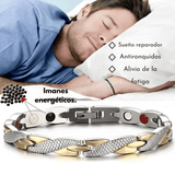Pulsera Biomagnetica terapéutica de Acero de Titanio Plateada / Bañada en Oro de 18K (2X1)