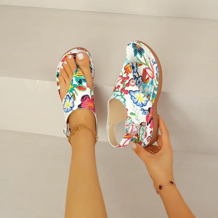 Sandalia Floral Tendencia en Cuero