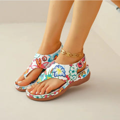 Sandalia Floral Tendencia en Cuero