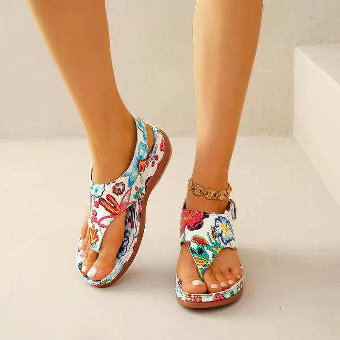 Sandalia Floral Tendencia en Cuero