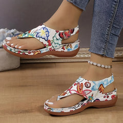 Sandalia Floral Tendencia en Cuero